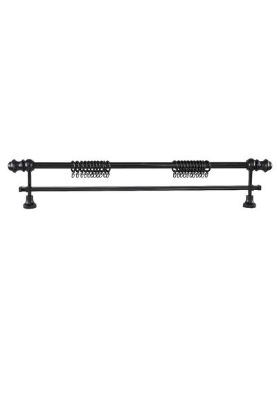 PerdejimShop Demonte Lale Başlıklı Siyah Ahşap Rustik Perde Askısı 100 CM - T...