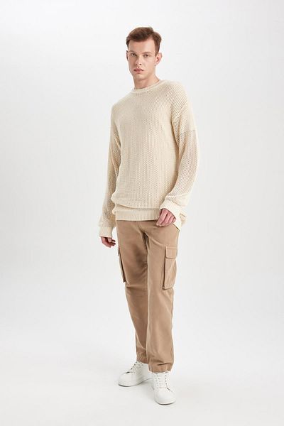 DeFacto Crew Neck Regular Fit Knitwear Sweatshirt - Crochet Perforated C0013Ax23Wn