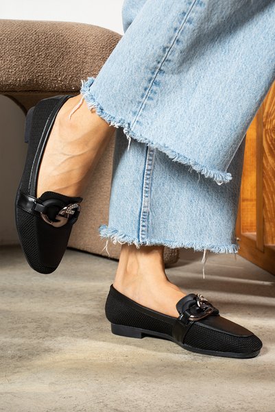 eformoda by emre yılmaz Black Women's Classic Shoes with Buckle Babet Ayk0035