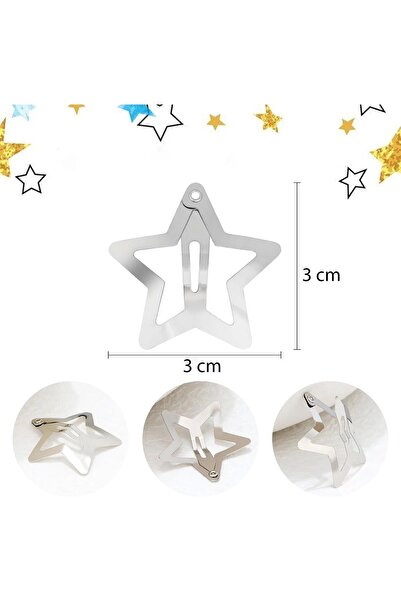 Cinderella Σετ ασημένια πόρπη με μοτίβο αστεριών 4 τεμαχίων - Y2k Star Buckle