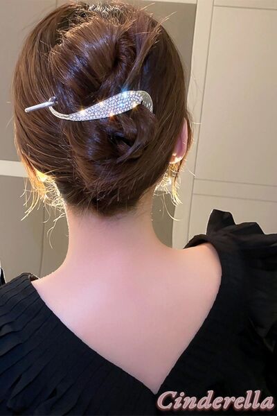 Cinderella Kadın Kristal Taşlı Gold Klips Toka - Lüks Yeni Sezon Kıstırmalı T...