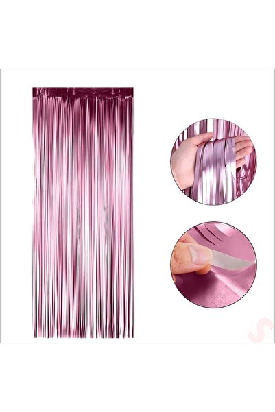 Süsle Baby Party Kapı, Duvar ve Arka Fon Saçaklı Perde 1mt x 2mt - Pembe