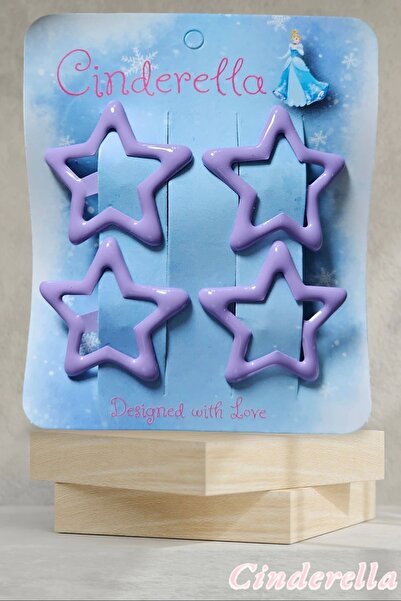 Cinderella Set de 4 catarame în relief cu stea violet strălucitor