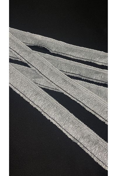Ozpas Gray Silver Glitter Tassel Fringe - 3.5cm Width 5m