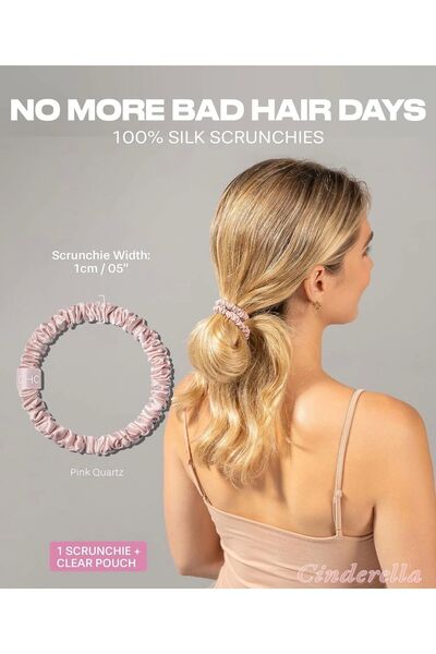 thenile Scrunchie mic din mătase liliac - 100% dud pur, agrafă de păr casual cu brioșă extra elastică