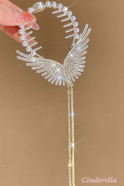 Cinderella Γυναικείο κουλούρι με φτερωτό μαλλί με κρυστάλλινη πέτρα - Metal Gold Trend