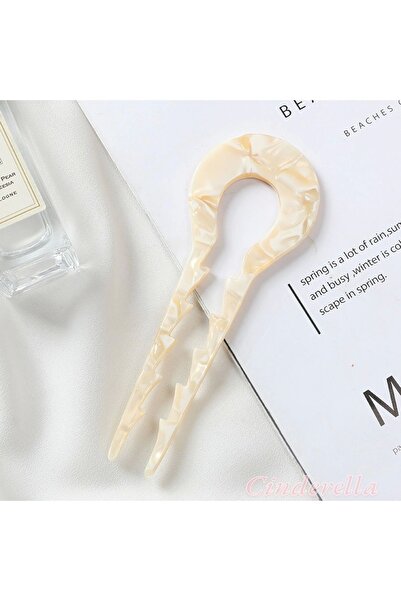 Cinderella Krem Sarısı Model France-Handmade Kemik Topuz Tokası - Gür Sık Saç...