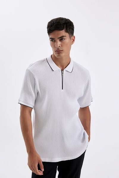 DeFacto Slim Fit Kurzarm-Polo-T-Shirt mit Reißverschluss D3948AX24SM
