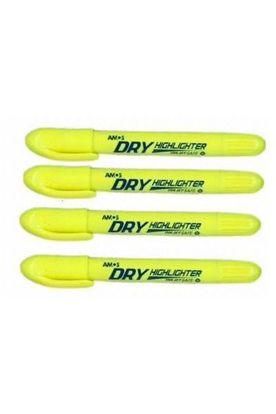 Amos 4 Vivid Yellow Color Highlighter Pens