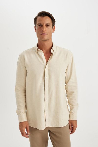 DeFacto Βαμβακερό μακρυμάνικο πουκάμισο Relax Fit Polo C1106AX24SM