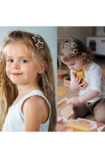 Cinderella Σετ ασημένια πόρπη με μοτίβο αστεριών 4 τεμαχίων - Y2k Star Buckle