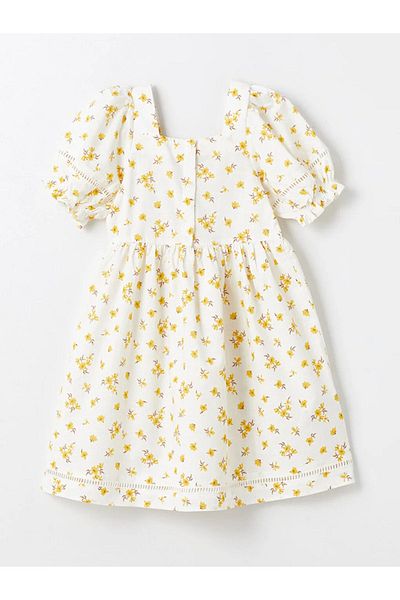 LC Waikiki LCW Kids Square Neck Floral Short Sleeve Women's Dress