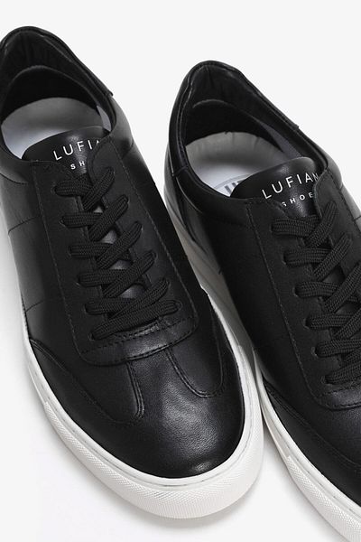Lufian Tenis casual pentru bărbați - piele naturală, pantofi negri