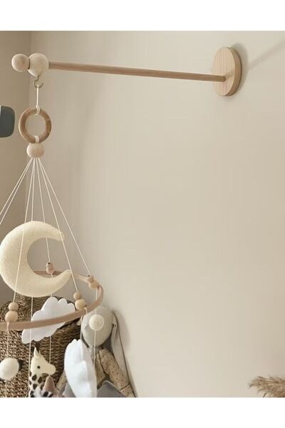 YuBaMar Doğal Ahşap Bebek Dönence Montessori Oyuncak Duvar Askısı Aparatı