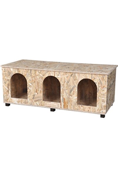 habitev Lüx Ahşap Kedi Kulübesi, Yalıtımlı, Çoklu (combo-np) 92x41x36 Cm, Rüz...