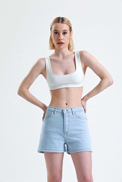 Vovikon KN Висока талія Джинсові шорти для жінок, блакитні