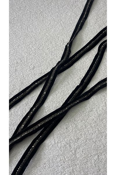 Ozpas Black Stoned Velvet Strip - 1.5cm, Width 3m