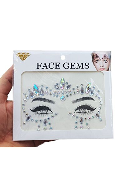 AlpCollection Hologram Kendinden Yapışkanlı Festival Yüz Taşı Sticker Face Gems