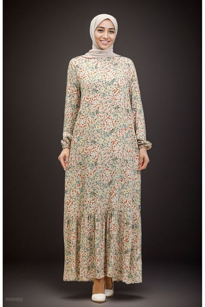 new ats Floral Viscose Dress with Gathered Hem