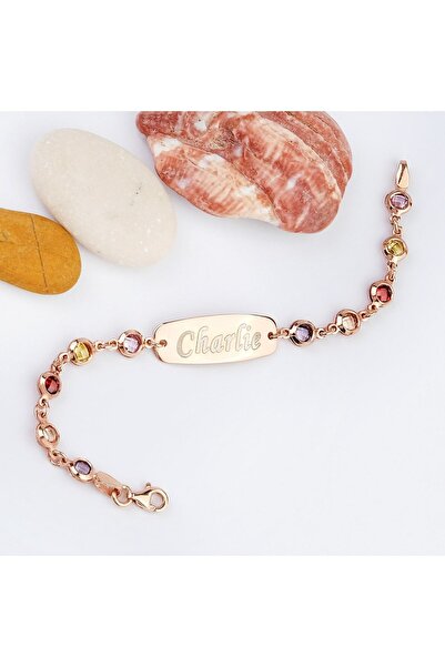 Satürn Silver Kuyumculuk 925 Ayar Gümüş Isimli Bebek Çocuk Bileklik Künye Zirkon Taşlı