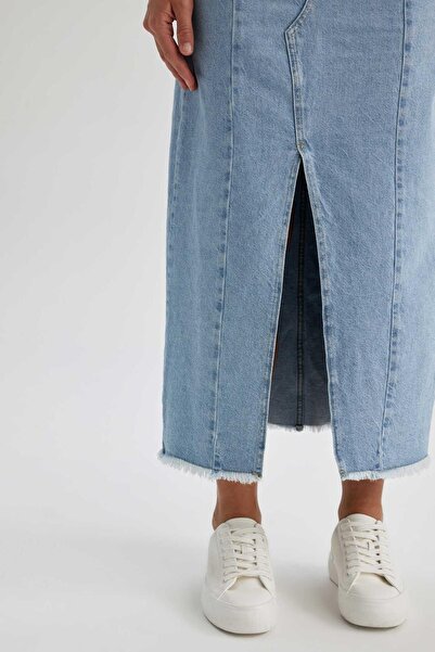 DeFacto Fashion Maxi Jean Skirt with Slit Detail - A5963ax23hs