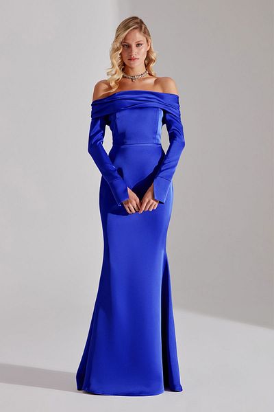 BETTY & SAM Clara Off-shoulder SAKS Fish Skirt Dress