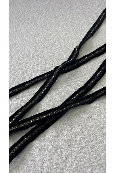 Ozpas Black Stoned Velvet Strip - 1.5cm, Width 3m