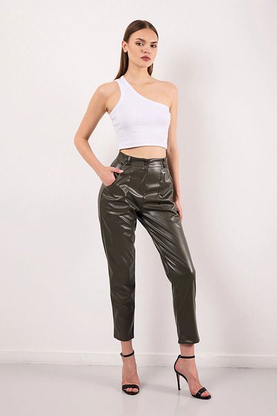 uniq store Stretchy Skinny Leg - Κανονικό δερμάτινο παντελόνι μέσης με τσέπες