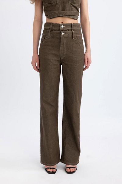 DeFacto 90er-Jahre-Jeans mit weitem Bein, hoher Taille, weitem, weitem Bein und langem Bein C4771ax24sp