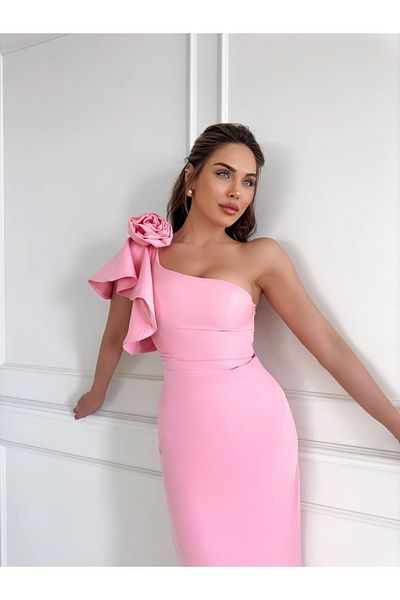 ESRAHELVACI Φόρεμα Rose Brooch One Shoulder