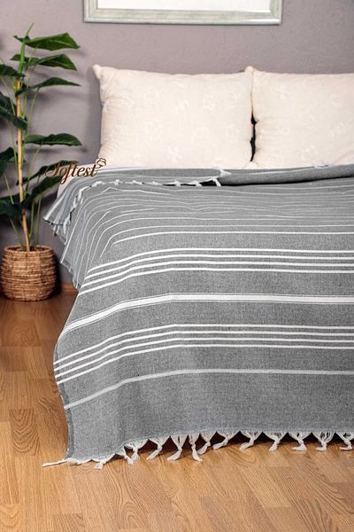 Softest 200x240 Cm Sultan Double Summer Pike - Fringed Bed and Sofa Cover, Thin Pestemal Pike