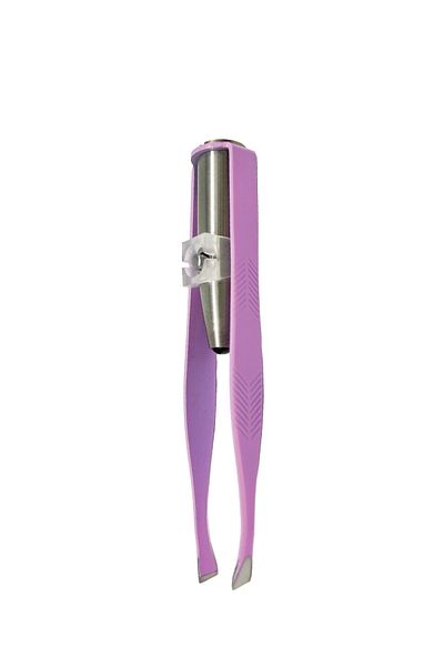 Aprilla Stainless Steel Tweezers with Pink Led Lights - Aep-7800