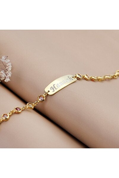 Satürn Silver Kuyumculuk 925 Ayar Gümüş Isimli Bebek Çocuk Bileklik Künye Zirkon Taşlı