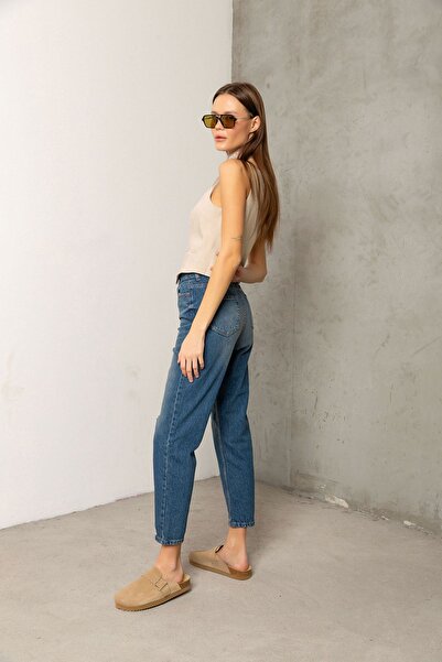 Maule Modré džínové dámské džíny s vysokým pasem na zip - Hamburg