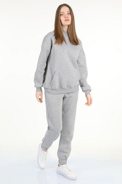 le mardi Kangaroo Pocket Hooded Hooded 3 Thread Women's Tracksuit Set