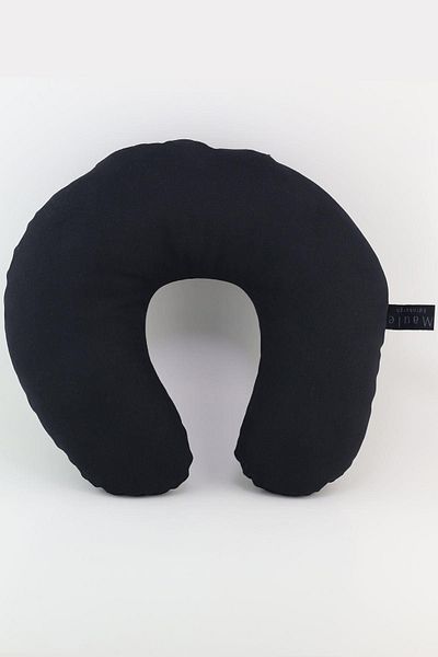 Maule Black 100% Cotton First Quality Bead Fiber, Zippered Travel Neck Piercing Pillow