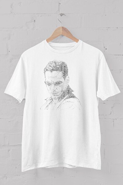 Blah Tricou pentru bărbați, alb, cu tipografie tipărită, cu decolteu rotund