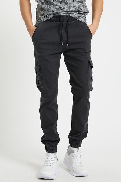 Serseri Anthracite, Slim Fit None Denim Side Pockets, Waist Lacing, Elasticized Legs Flexible Cargo Pants