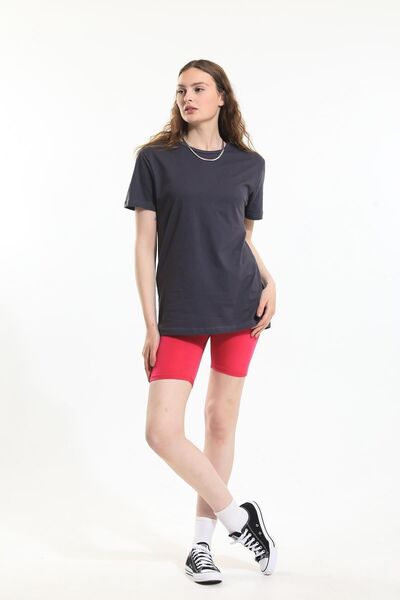 Domoda Anthracite, Oversize Fit Cotton Short Sleeve Basic Unisex Women's Men's T-Shirt