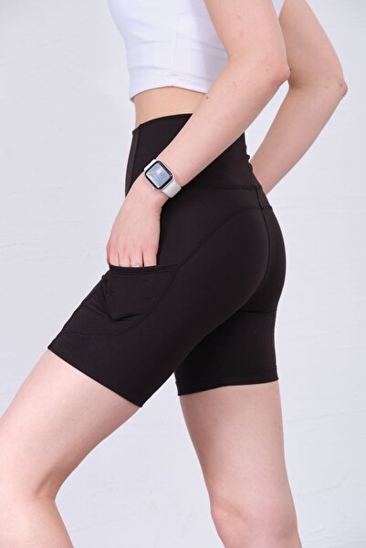 Domoda Flexible and Comfortable Black Push-up Sports Shorts - Pocket and Cot Stitch @padova