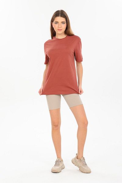 Domoda Καφέ, Oversize Fit Βαμβακερό κοντομάνικο Basic Unisex γυναικείο ανδρικό μπλουζάκι