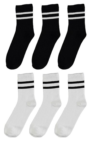 Trick or Treat Mix, Pack of 6 Cotton Striped Half Socks Men's Women's Unisex Socks