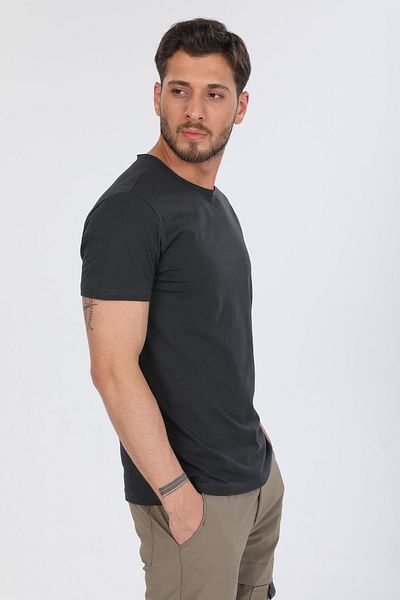 Domoda Anthracite Oversize Fit Βαμβακερό κοντό μανίκι Basic Unisex Dirty Coll T-shirt