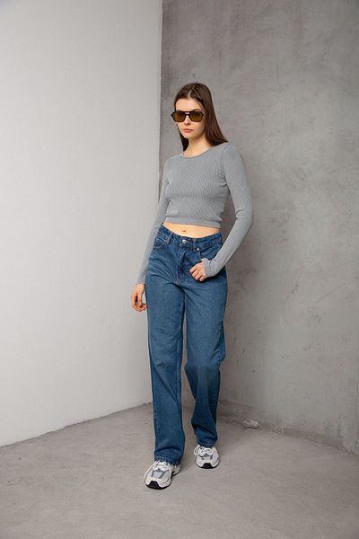 Maule Μπλε ίσια εφαρμογή vintage τζιν τζιν Zipper Jeans Γυναικείο παντελόνι @Salerno