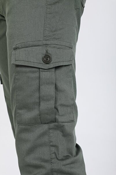 Serseri Slim Fit Green Light Jeans Cargo Pants with Side Pockets, Waist Lacing and Elasticized Legs
