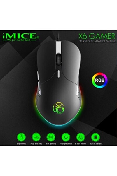 iMice Imıce X6 Gamer Mouse 7 Renk Led Rgb Işıklı Oyuncu Mouse 3200 Dpi
