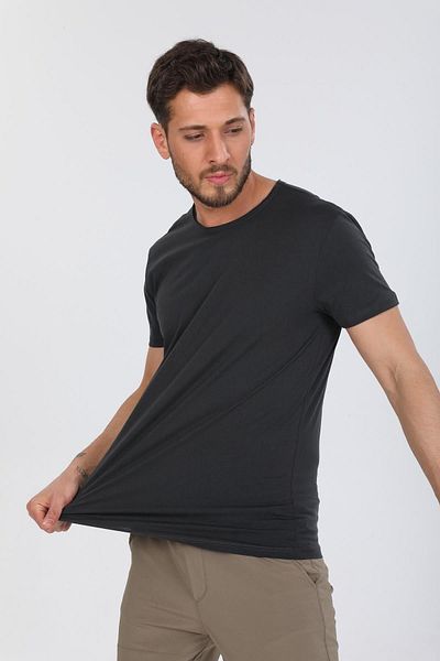 Domoda Anthracite Oversize Fit Βαμβακερό κοντό μανίκι Basic Unisex Dirty Coll T-shirt
