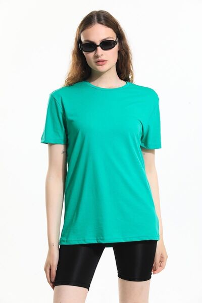 Domoda Green, Oversize Fit Cotton Short Sleeve Basic Unisex Women's Men's T-Shirt