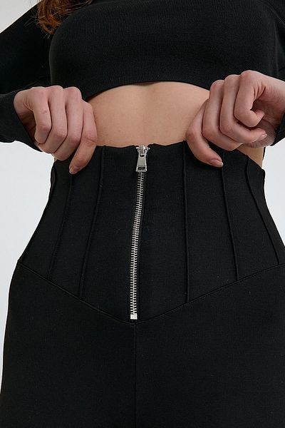 Domoda Black High Waist, Slimming, Firming Zippered Steel Camisole, Corset Leggings