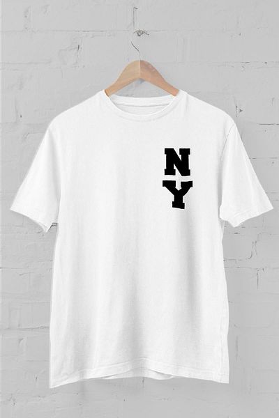 Blah Λευκό, New York Coat of Arms τυπωμένο ανδρικό μπλουζάκι Crew Neck
